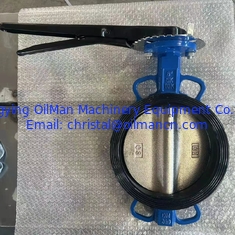 PN16 Classe150 Maniglia del corpo in ferro duttile Wafer Butterfly Valve per gas idro-olio